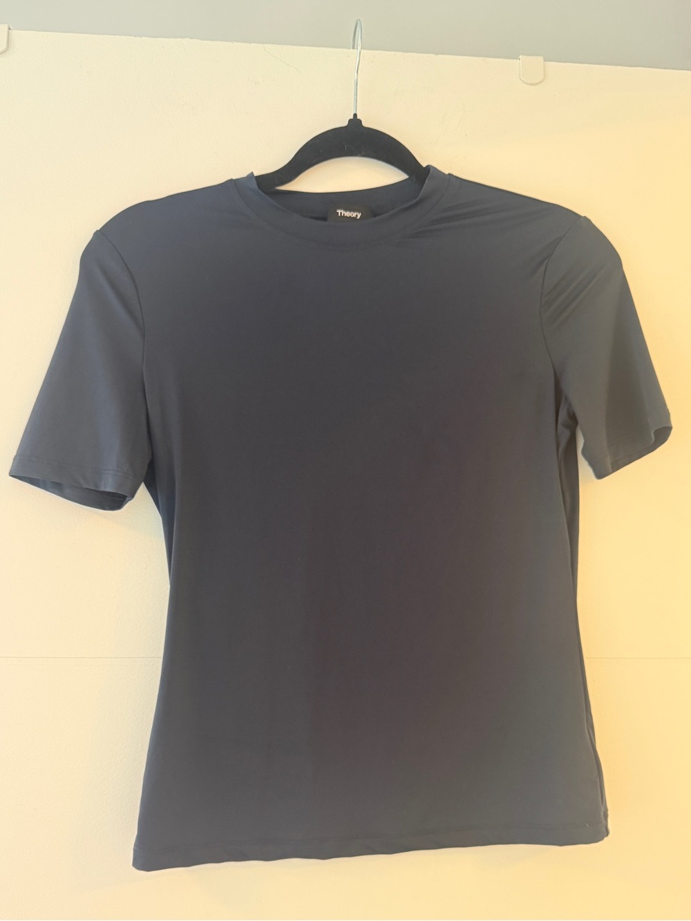 Theory Slim Tee in Stretch Nylon | Navy | Size Small | Made in USA
